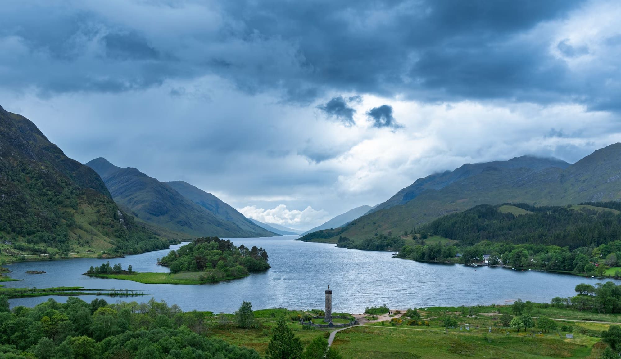 A loch surrounded by mountains